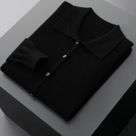 PURE EXTRA-FINE MERINO WOOL POLO CARDIGAN