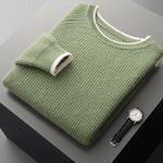 PURE EXTRA-FINE MERINO WOOL TWO TONE CREWNECK