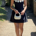 Margovil Strappy Floral Neckline Sleeveless Mini Dress