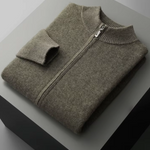 PURE EXTRA-FINE MERINO WOOL ZIPPER CARDIGAN