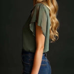 Vintage Embroidered Chiffon Short Sleeve Shirt