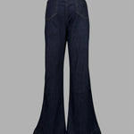 Flared High Waisted Split-Joint Jean Pants Bottoms