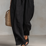Women's Minimalist Loose-fitting Linen Blend Strapless Jumpsuit With Tie Closure