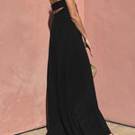 Sleeveless Wide Leg Elasticity Hollow Pleated Solid Color Tube Jumpsuits