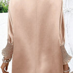 Smoke Gray Smocked Dolman Sleeve Satin Blouse