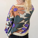 Multicolor Floral Pattern Knitted Sweater