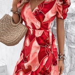 tie bow print dress