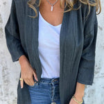 Solid Color Casual Long Sleeve Loose Pocket Cardigan