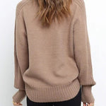 Casual Solid Patchwork Turtleneck Tops