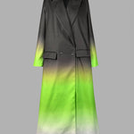 Long Sleeves Loose Buttoned Gradient Pockets Split-Joint Notched Collar Outerwear