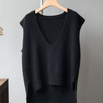 Knitting Irregularity Solid V-Neck Vest
