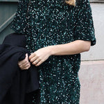 Skobeloff Velvet Sequin Short Sleeve Mini Dress