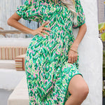 Vacation Loose Round Neck Puff Sleeve Dress