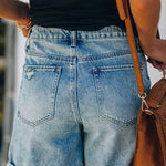Margovil Rolled Hem Ripped Denim Shorts