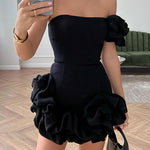 Margovil One Shoulder Flounced Bottom Mini Bodycon Dress