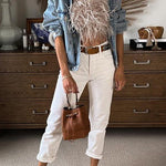 Margovil Fuzzy Feather Crop Tube Top