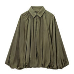 Margovil Lapel Batwing Sleeves Zip Up Bomber Jacket