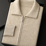 PREMIUM CASHMERE ZIP POLO CARDIGAN