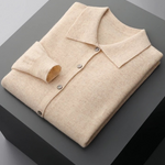 PURE EXTRA-FINE MERINO WOOL POLO CARDIGAN