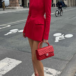 Margovil Elegant Long Sleeves Bow Detail Mini Dress