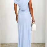 One Shoulder Ruched Waist Maxi Party Dress