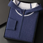 PREMIUM CASHMERE TWO TONE ZIPPER HOODIE