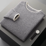 PURE EXTRA-FINE MERINO WOOL TWO TONE CREWNECK