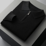 PURE EXTRA-FINE MERINO WOOL HALF ZIP POLO