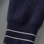 PURE EXTRA-FINE MERINO WOOL TWO-TONE POLO CARDIGAN