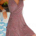 Margovil Wrap V Neck Printed Sleeveless Flowy Dress