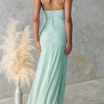 Margovil One Shoulder Slit Ruffle Mesh Maxi Dress