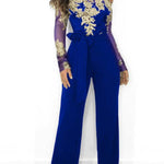 Off-the-shoulder lace wide-leg jumpsuit