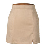 High-waist zipper autumn and winter A-line solid color skirt
