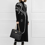 False Two Long Sleeves Print Half Turtleneck Midi Dresses Sweater Dresses