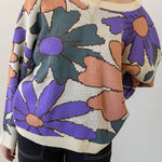 Multicolor Floral Pattern Knitted Sweater