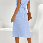 Sweet Elegant Solid V Neck A Line Short Sleeve Dress