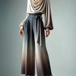 Loose Wide Leg Gradient Tied Waist Casual Pants Bottoms Trousers