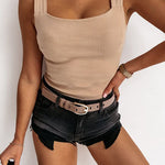 Margovil Square Neck Ribbed Knit Tank Top