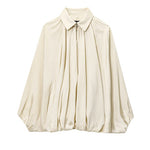 Margovil Lapel Batwing Sleeves Zip Up Bomber Jacket