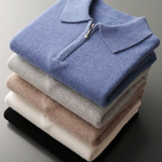 PURE EXTRA-FINE MERINO WOOL HALF ZIP POLO