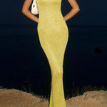 Margovil Round Neck Sleeveless Bodycon Glitter Maxi Party Dress