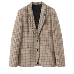 Margovil Notch Lapel Single Breasted Plaid Blazer