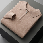 PURE EXTRA-FINE MERINO WOOL HALF ZIP POLO