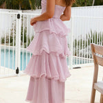 Margovil Strapless Ruffle Layered Maxi Dress