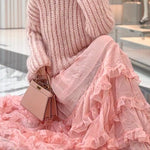 Margovil Turtleneck Drop Shoulder Fluffy Pullover Sweater