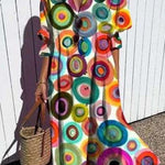 Margovil Ruched Button Down Balloon Sleeves Printed Maxi Dress