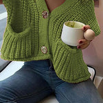 Margovil Gold Buttons Pocketed Chunky Sweater Vest
