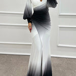Margovil Off Shoulder Ruched Waist Gradient Tie Dye Wrap Maxi Dress