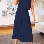 Margovil Crewneck Tank Top Wide Leg Cropped Pants Set