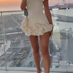 Margovil One Shoulder Flounced Bottom Mini Bodycon Dress